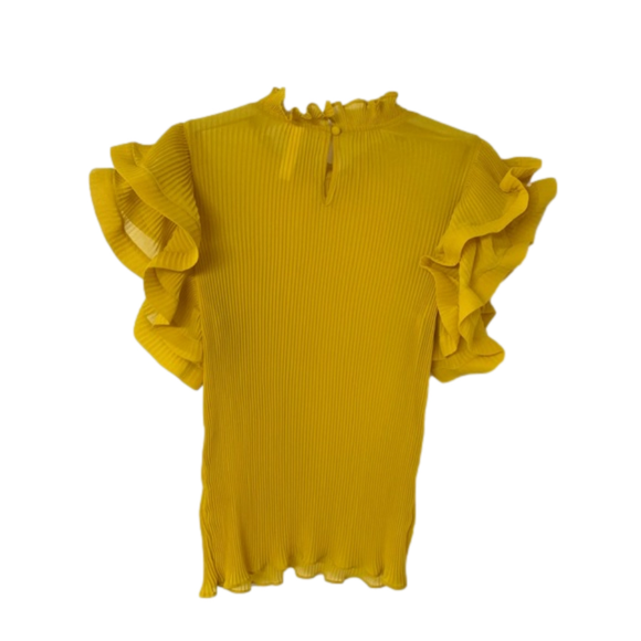Lovesong Mustard Ruffle Sleeve Blouse - Picture 3 of 10